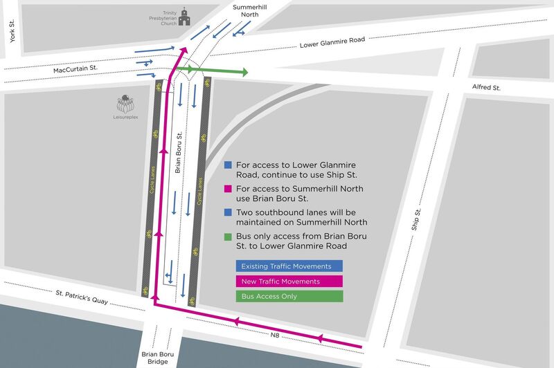 The new northbound lane on Brian Boru Street to take effect next Thursday, April 21. 