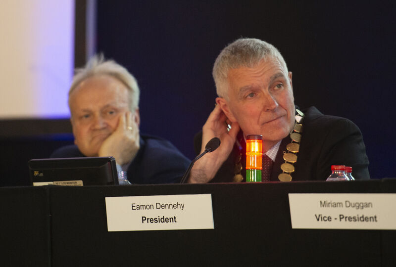 Kieran Christie, General Secretary and Eamon Dennehy, President at the ASTI 100th Annual Convention at the Clayton Silver Springs Hotel, Cork. Picture Dan Linehan Kieran Christie, General Secretary and Eamon Dennehy, President at the ASTI 100th Annual Convention at the Clayton Silver Springs Hotel, Cork. Picture Dan Linehan