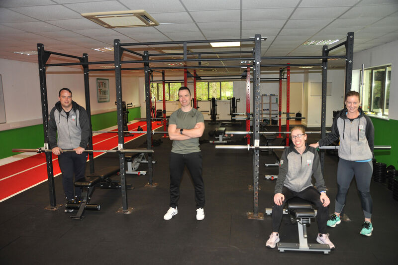 John Fitzgerald, FITZ FITNESS, Ballincollig, Co Cork with staff (left) Dave Finn, Client Manager, and Trish Dorgan, Gym Manager and Jill Hennigan. (Absent from photo are Alan McCarthy and Patricia Browne). Pic: Larry Cummins: 