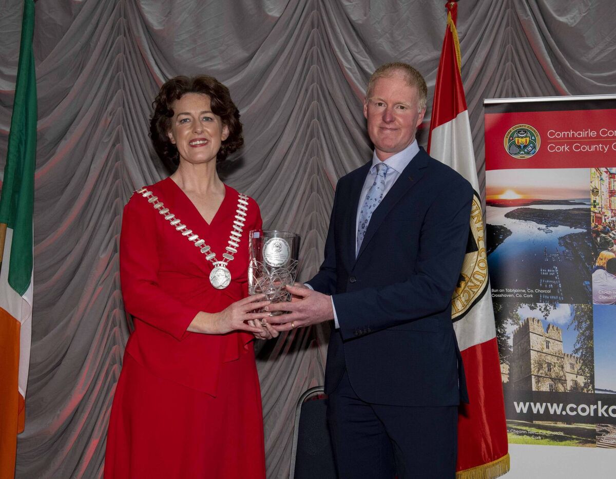 Mayor Gillian Coughlan making a posthumous presentation to Barry Philips on behalf of his wife Mary Manning at the 2022 Mayor’s Community Awards. Pic: Brian Lougheed Mayor Gillian Coughlan making a posthumous presentation to Barry Philips on behalf of his wife Mary Manning at the 2022 Mayor’s Community Awards. Pic: Brian Lougheed