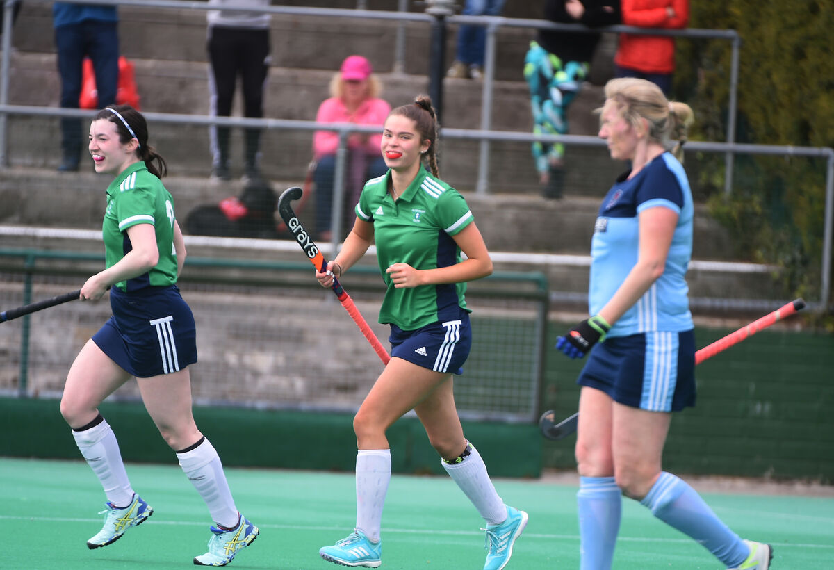  Isabelle Martin celebrates after getting the opening goal for Church of Ireland in their Munster Division 1 hockey cup final win over Ashton. Picture: Larry Cummins