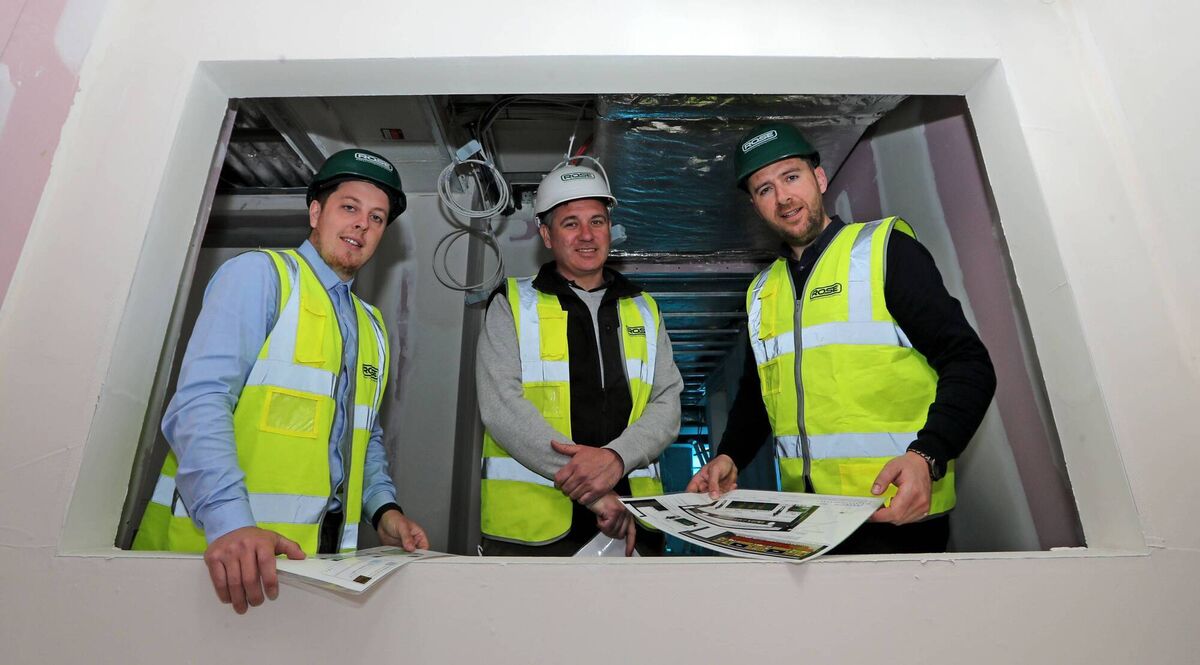 Pictured on site at The Emporium Company’s new bar Mabel Lane on Main Street Carrigaline, Co. Cork were, James Jeffrey, Marketing Manager, at The Emporium Company, Kevin Reddy, Rose Construction and James Dullea, Operations Manager at The Emporium Company. The bar will open later this summer and are currently recruiting for 60 jobs across all positions. Picture: Jim Coughlan. Pictured on site at The Emporium Company’s new bar Mabel Lane on Main Street Carrigaline, Co. Cork were, James Jeffrey, Marketing Manager, at The Emporium Company, Kevin Reddy, Rose Construction and James Dullea, Operations Manager at The Emporium Company. The bar will open later this summer and are currently recruiting for 60 jobs across all positions. Picture: Jim Coughlan.