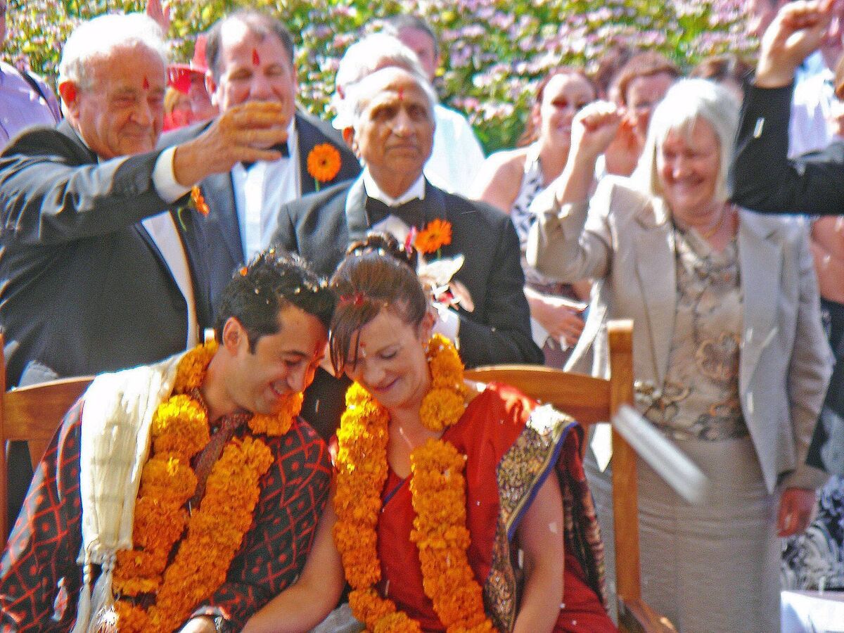 Arun and Olive on their wedding day.
