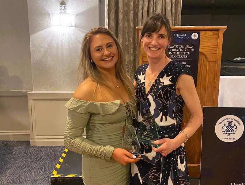 Jenny Murphy, senior footballer of the year, and Catriona McCarthy, junior footballer of the year, at the Kinsale GAA awards. 