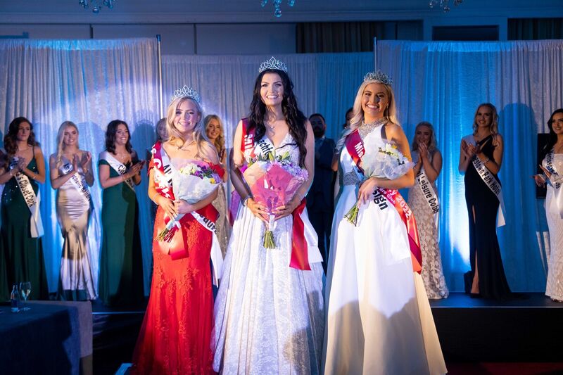 Newly crowned Miss Cork for 2022, Saoirse O'Shaughnessy, 22 from Coachford, with First Runner up and newly crowned Miss Cork City, Eve Mullins (Right), 20, from Whitechurch, and second Runner up, Meg O'Mahony (Left), 21, from Barrack St, Cork. Picture: Michael O'Sullivan /OSM PHOTO