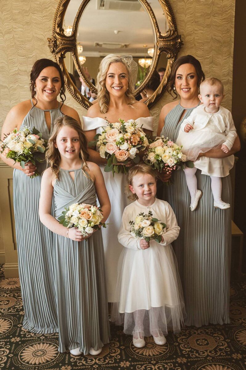 Deirdre’s sisters Naoimh and Aoife were bridesmaids, her niece Aoibheann was junior bridesmaid. Nieces Laoise and Croía were flowergirls. Deirdre’s sisters Naoimh and Aoife were bridesmaids, her niece Aoibheann was junior bridesmaid. Nieces Laoise and Croía were flowergirls.