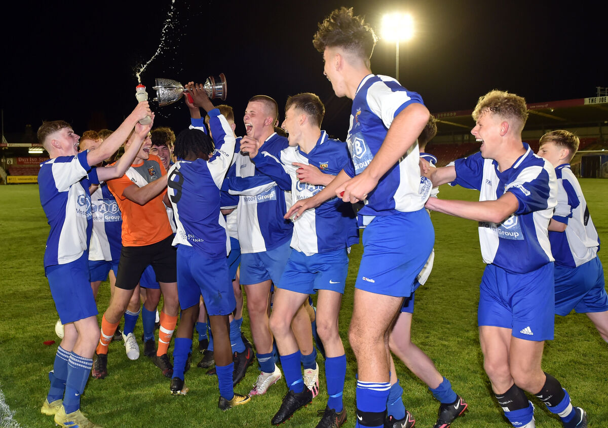 College Corinthians celebrate after defeating Midleton in the Joma Sports Gear Direct U16 CSL Local Cup final. Picture: Eddie O'Hare