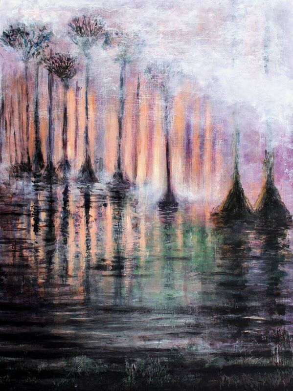 Angela Gilmour's Cladoxylopsida Wattieza (first forests, 383 Ma, Gilboa, US), 2022 acrylic on FSC birch panel