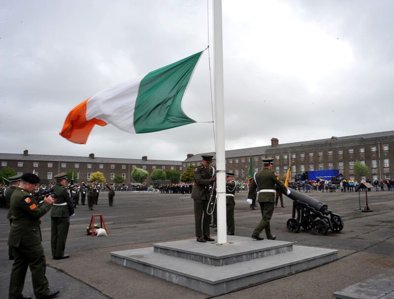 Raising of the tricolour at Collins Barracks. Picture: Larry Cummins Raising of the tricolour at Collins Barracks. Picture: Larry Cummins