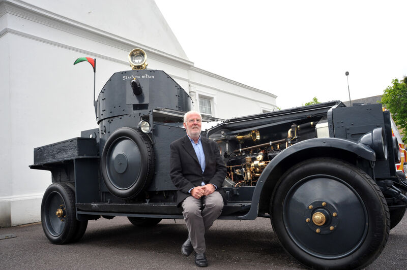 Retired soldier Liam McLoughlin who served with 1st Field Supply & Transport seated on the Rolls Royce armoured car 'Sliabh namBan'. Liam was born at Camden Fort, Crosshaven where his father William McLoughlin was based. Both he and his father received Distinguished Service medals. Picture: Larry Cummins Retired soldier Liam McLoughlin who served with 1st Field Supply & Transport seated on the Rolls Royce armoured car 'Sliabh namBan'. Liam was born at Camden Fort, Crosshaven where his father William McLoughlin was based. Both he and his father received Distinguished Service medals. Picture: Larry Cummins