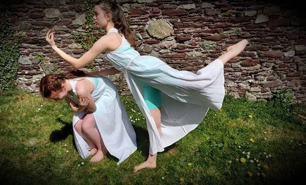 Dancers from New Moon Dance company expressing the loss of trees through movement. Dancers Belle English and Fleur Carton, Photo Tina Horan