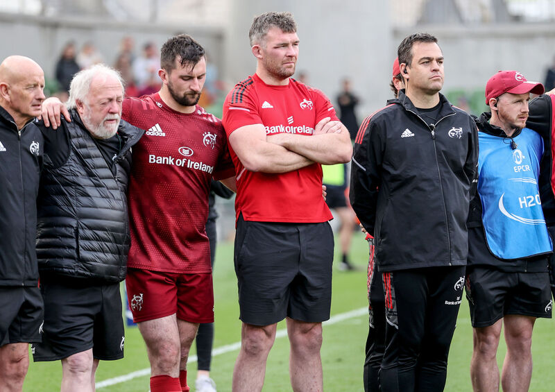 Munster's Diarmuid Barron, Peter O'Mahony and head coach Johann Van Graan after their recent loss. Picture: INPHO/Dan Sheridan Munster's Diarmuid Barron, Peter O'Mahony and head coach Johann Van Graan after their recent loss. Picture: INPHO/Dan Sheridan