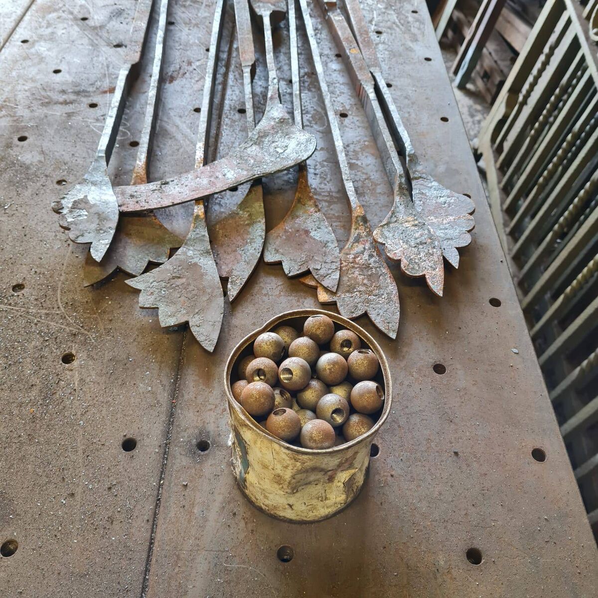 Part of the Carnegie library railings which are being restored.