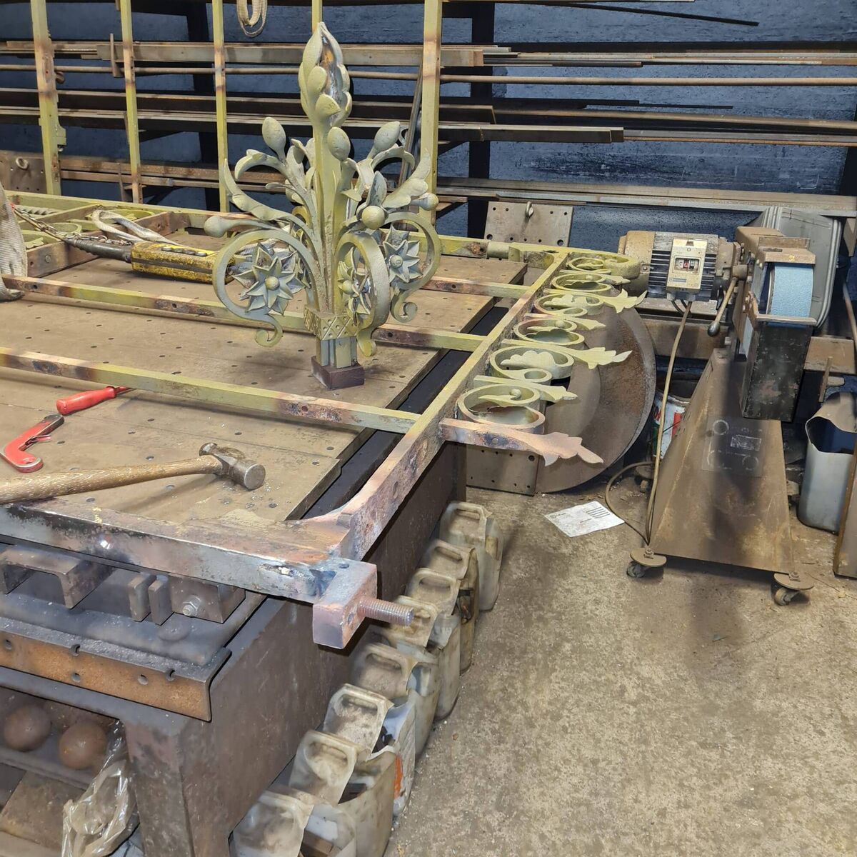 The restoration in progress.