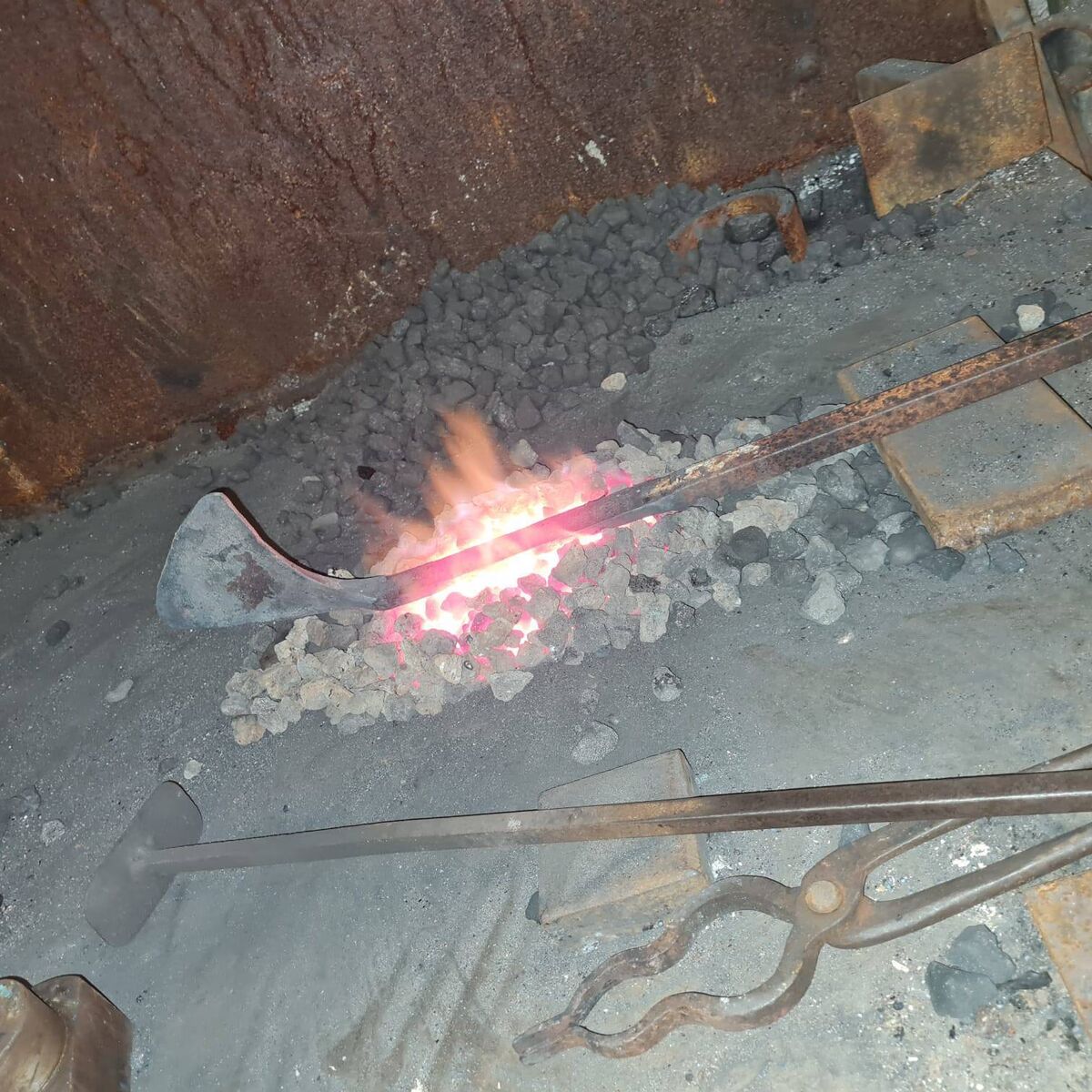 Work being carried out on the railings.