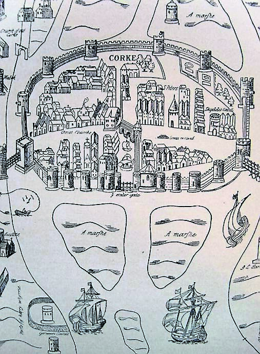 A map of Cork around 1600. A map of Cork around 1600.