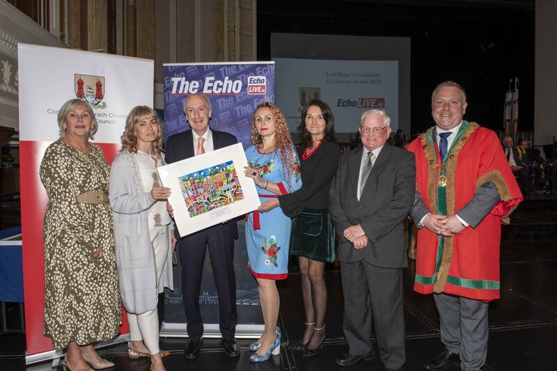 Maurice Gubbins, editor of the The Echo and Echolive.ie presenting a Community and Voluntary Award to members of Together-Razem Centre in the Social Inclusion, Advocacy and Guidance category. The awards took place at Cork City Hall Maurice Gubbins, editor of the The Echo and Echolive.ie presenting a Community and Voluntary Award to members of Together-Razem Centre in the Social Inclusion, Advocacy and Guidance category. The awards took place at Cork City Hall