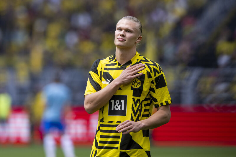 Borussia Dortmund's Erling Haaland before signing for Man City.