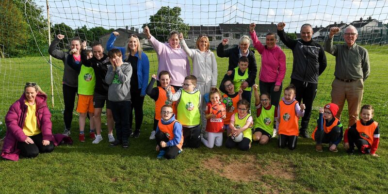  Committee members along with parents and their children, having fun at a soccer training sessions for children with disabilities and their parents at Glenthorn Celtic grounds, Ballyvolane. Picture: David Keane