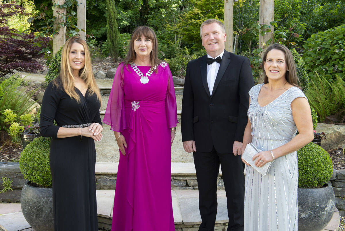 Minister Michael McGrath TD guest speaker and his wife Sarah pictured with Maria Desmond President Network Cork and Gina London, MC and speaker at the Network Cork Annual Dinner and Businesswoman of the Year Awards at Fota Island Resort. Picture: Gerard McCarthy