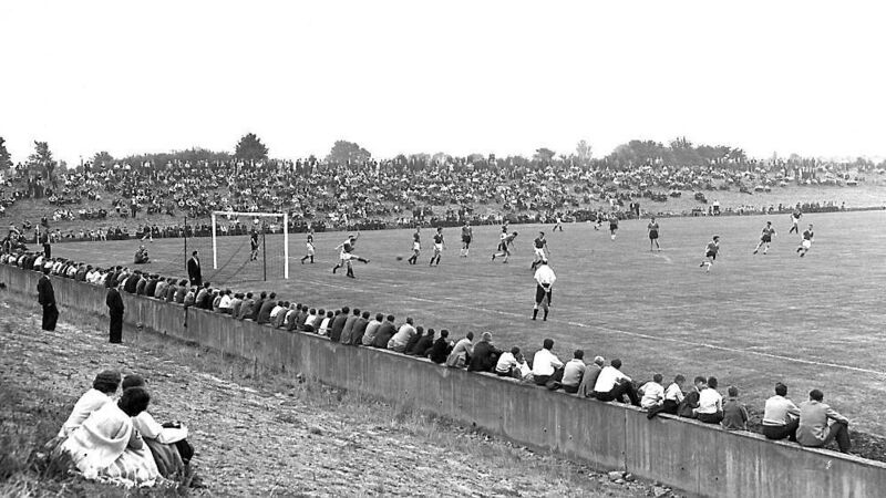 Squeezing through the stiles at Flower Lodge in pairs to watch match