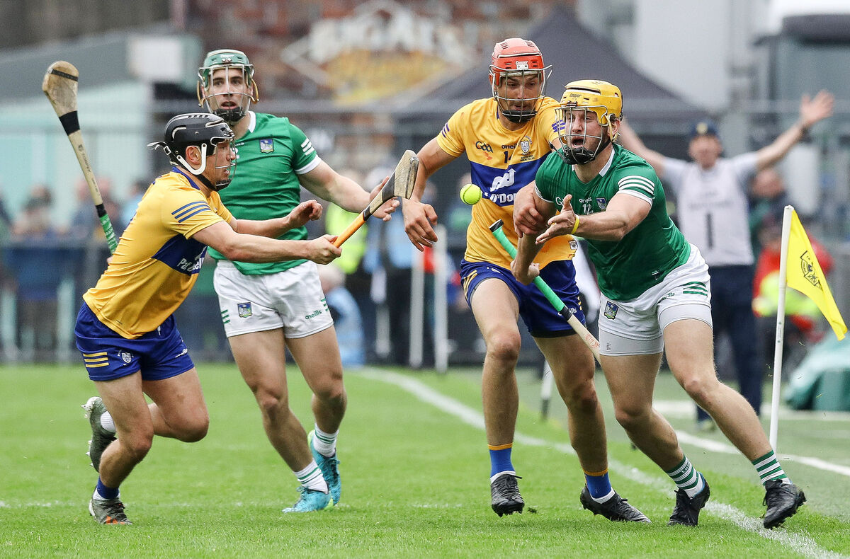 Tom Morrissey of Limerick under pressure. Picture: INPHO/Lorraine O’Sullivan