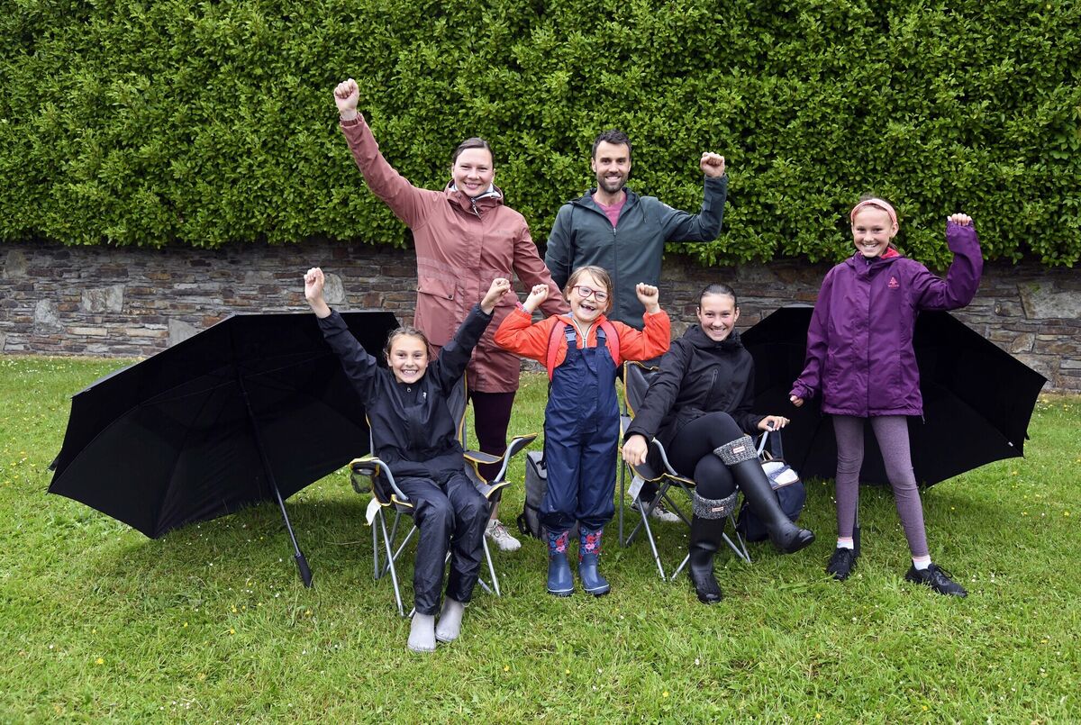 The Leduc family from Cork supporting participants in the Cork City Marathon at Model Farm Road.Picture Denis Minihane.