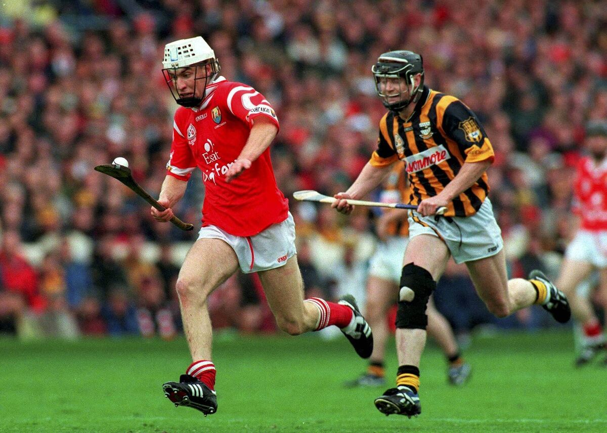 Cork's Timmy McCarthy races clear of Kilkenny's Peter Barry, at Croke Park in 1999. Picture: Brendan Moran/SPORTSFILE Cork's Timmy McCarthy races clear of Kilkenny's Peter Barry, at Croke Park in 1999. Picture: Brendan Moran/SPORTSFILE