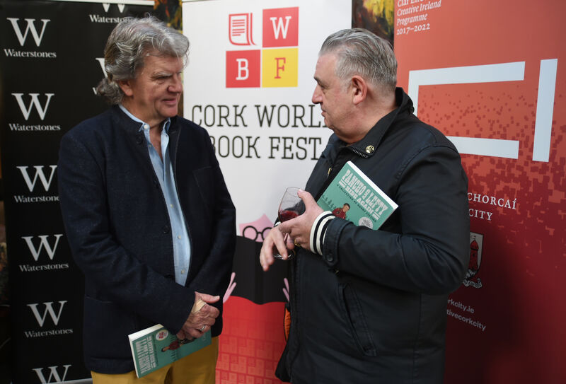 Liam Ronayne, retired Cork City Librarian with Conal Creedon at the One City One Book launch event at The Farmgate Cafe, The English Market, Cork as part of Cork World Book Fest. Liam Ronayne, retired Cork City Librarian with Conal Creedon at the One City One Book launch event at The Farmgate Cafe, The English Market, Cork as part of Cork World Book Fest.