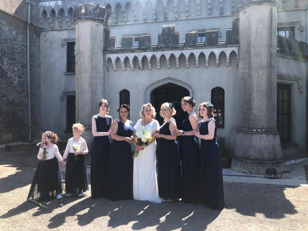 The bride Angela Ritchie with her party outside the venue, Blackwater Castle. The bride Angela Ritchie with her party outside the venue, Blackwater Castle.