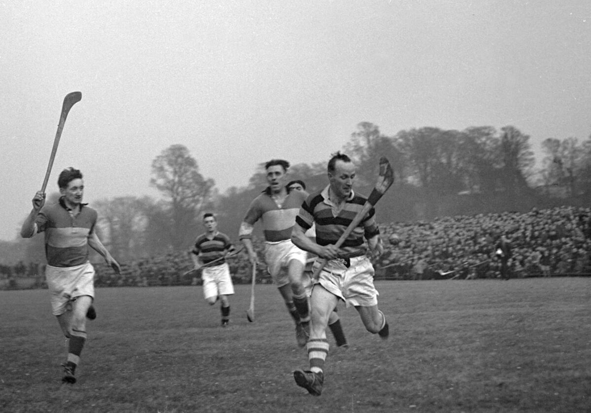 Christy Ring leading the way for Glen Rovers against Sarsfields in 1949.