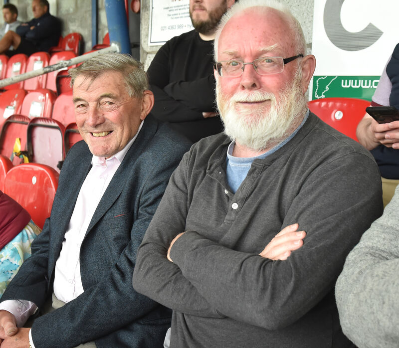 Bobby Tambling and Buzz O'Connell at the Jerry Harris testimonial match at Turner's Cross Picture; Eddie O'Hare Bobby Tambling and Buzz O'Connell at the Jerry Harris testimonial match at Turner's Cross Picture; Eddie O'Hare