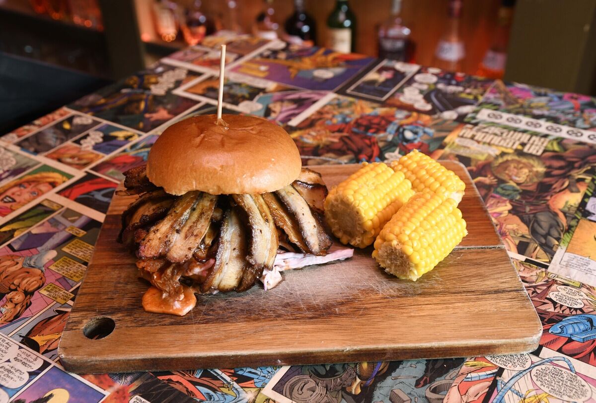 A Korean pork belly sandwich and corn on the cob in White Rabbit. Picture Denis Minihane. A Korean pork belly sandwich and corn on the cob in White Rabbit. Picture Denis Minihane.