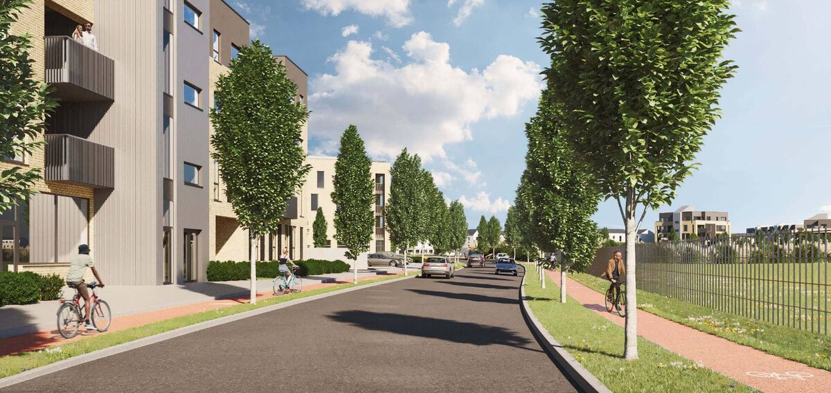 One of the computer generated images of BAM Property Limited's proposed strategic housing development for Carrigtwohill which would deliver over 700 residential units and a creche. Picture via www. castlelakeshd.ie