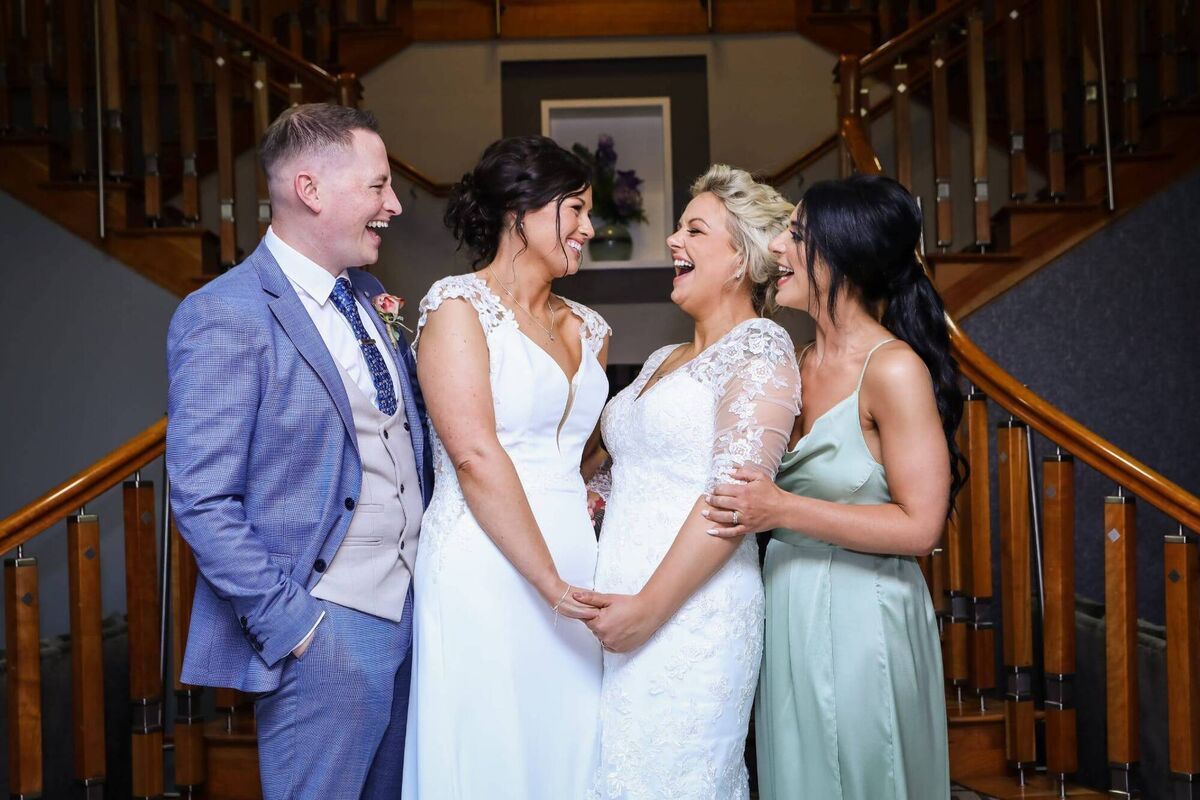  Ciara Moloney with her brother Derek Moloney as best man and Maria Collins with her sister Niamh Lee, who was Maid of Honour.
