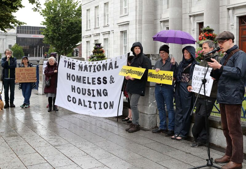 Cork branch of National Homeless & Housing Coalition (NHHC) protest, at City Hall, Cork. Cork branch of National Homeless & Housing Coalition (NHHC) protest, at City Hall, Cork.