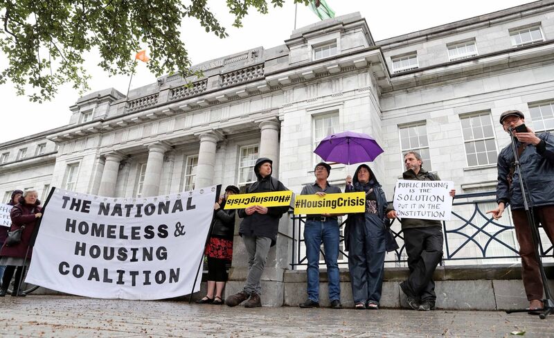 Attendees at the protest yesterday.
