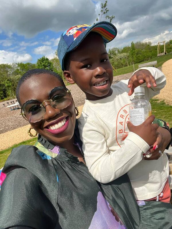 Candice Brathwaite with son RJ.