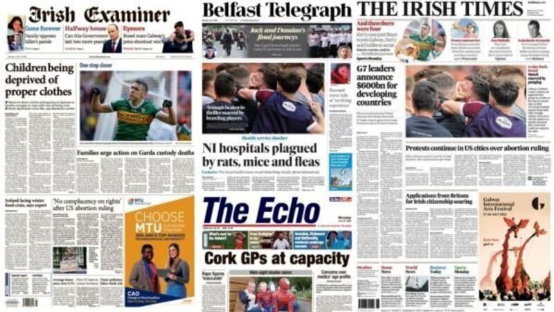 What the papers say: Monday's front pages What the papers say: Monday's front pages