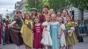 <p>Members of the Joan Denise Moriarty School of Dance pose for photos before taking part in the Midsummer Parade on Oliver Plunkett Street as part of the Cork Midsummer Festival which runs until June 26. Image: Cian O'Regan</p>
