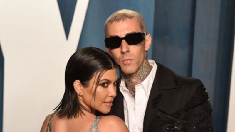 Travis Barker pictured being taken to hospital following medical issue