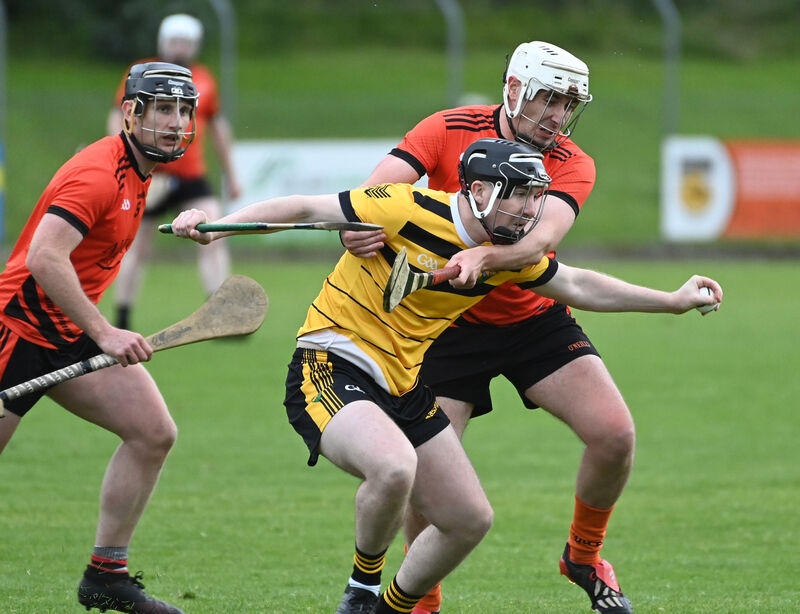 Carrigdhoun's Mark Hitchmough is tackled by Duhallow's Eoin Sheahan. Picture: Eddie O'Hare