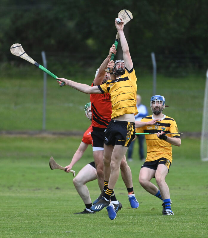 Carrigdhoun's Conor Desmond wins the sliotar from Duhallow's Daniel O'Keeffe. Picture: Eddie O'Hare