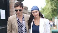 Actors Ed Westwick and Amy Jackson arrive together at Wimbledon