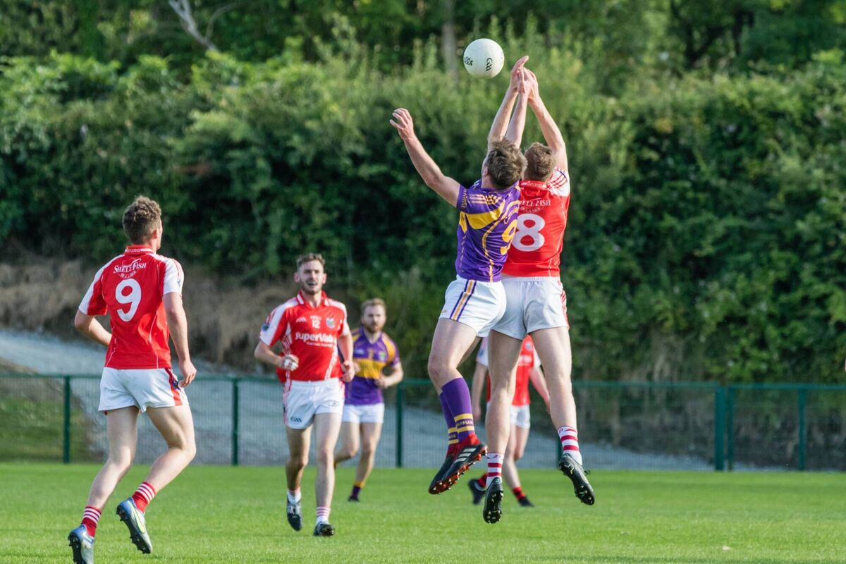 Action under the dropping ball as Carbery beat Beara. Picture: Anne Marie Cronin
