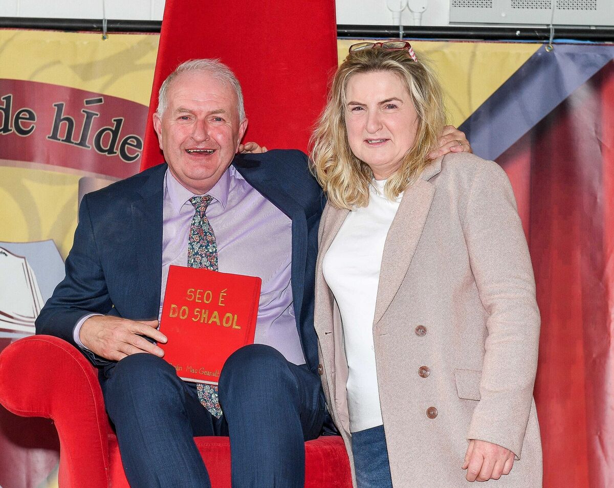 Sean MacGearailt with his sister Joan, at a function on the occasion of his retirement as principal of Gaelscoil de hIde in Fermoy, Co Cork. Picture: David Keane. Sean MacGearailt with his sister Joan, at a function on the occasion of his retirement as principal of Gaelscoil de hIde in Fermoy, Co Cork. Picture: David Keane.