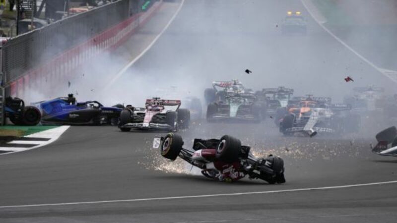 Zhou Guanyu’s Alfa Romeo overturns in first-lap crash at British Grand Prix