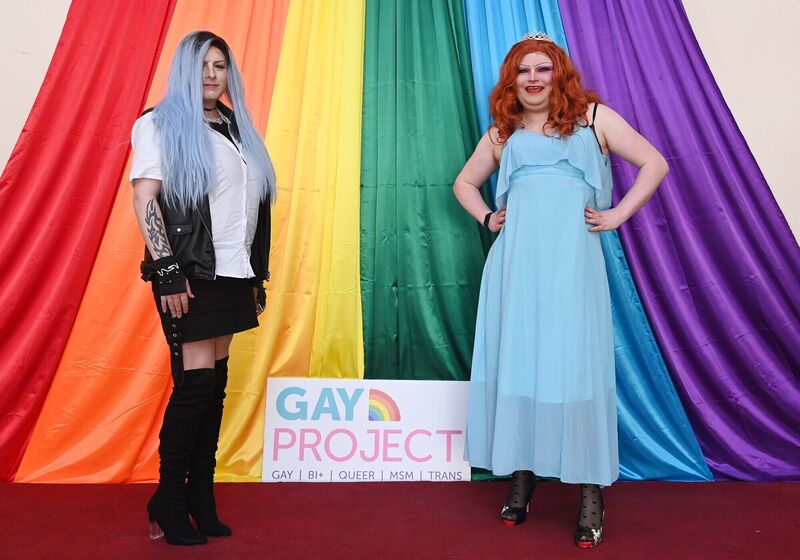 Sellabit (left) and Boo Boo Oopsie at the Drag School with Mia Gold Drag-uation at the Gay Project, Sawmill Street, Cork. Picture Denis Minihane.