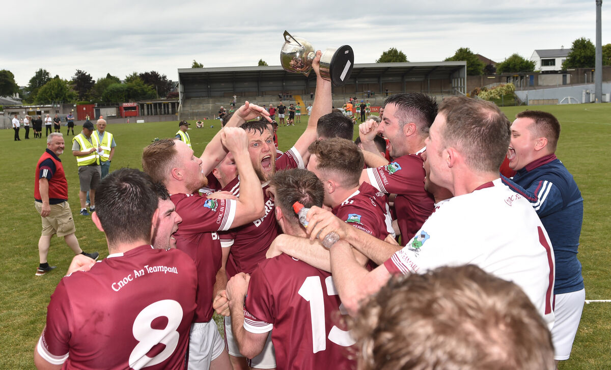 Freemount captain Shane O'Callaghan celebrates with his team after defeating Randal Og in the Co-Op Superstores Cork J'B'HC final at pairc Ui Rinn. Picture; Eddie O'Hare Freemount captain Shane O'Callaghan celebrates with his team after defeating Randal Og in the Co-Op Superstores Cork J'B'HC final at pairc Ui Rinn. Picture; Eddie O'Hare
