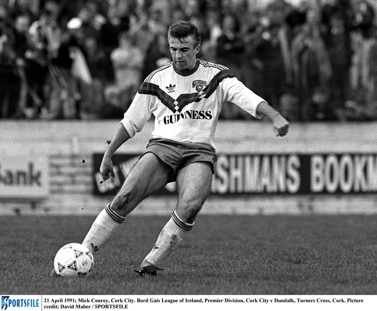 Mick Conroy, former Cork City midfielder, in action against Dundalk at Turner's Cross in 1991. Picture: David Maher/SPORTSFILE Mick Conroy, former Cork City midfielder, in action against Dundalk at Turner's Cross in 1991. Picture: David Maher/SPORTSFILE